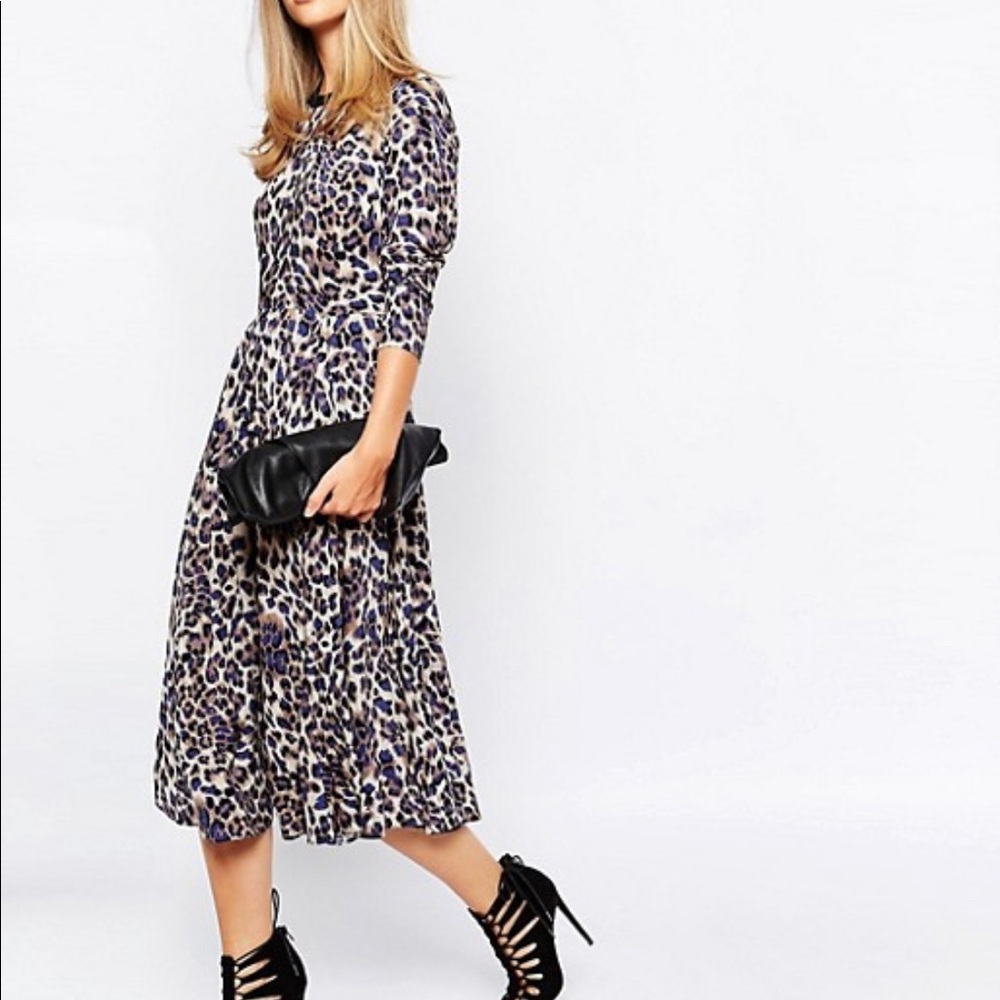 Lost Ink Leopard Midi Dress Size 4